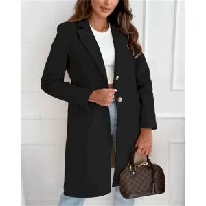 Women's Casual Jacket Warm Comfortable Pocket Buttons Fashion Outdoor Plain Going out Weekend Single Breasted Regular Lapel Regular Fit Long Sleeve Outerwear Black White Brown Fall Winter