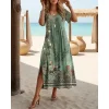 Women's Maxi Dress T Shirt Dress Tee Dress Sundress Shift Dress Summer Dress Bohemia Vacation Party Holiday Regular Fit Vintage Bohemian Short Sleeve Crew Neck Sage Green Summer Spring